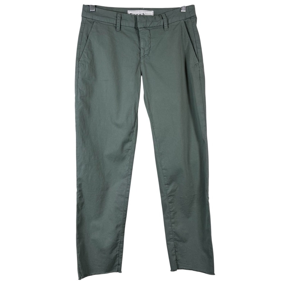 New FRANK & EILEEN Sz 00 Wicklow Pants Green Italian Cotton Chino Cropped Womens